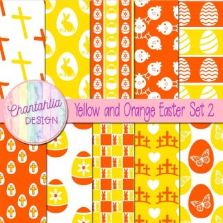 Free yellow and orange Easter digital papers