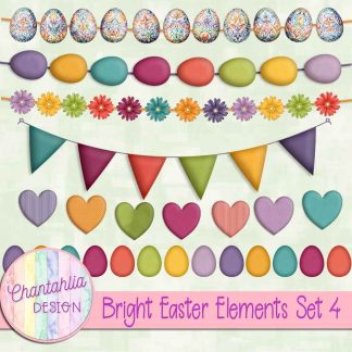 Free digital design elements in a Bright Easter theme.