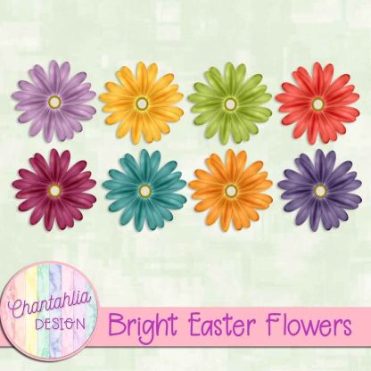 Free flower design elements in a Bright Easter theme