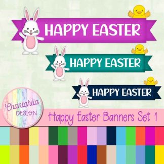 Free happy Easter banners in 36 colours
