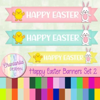 Free happy Easter banners in 36 colours