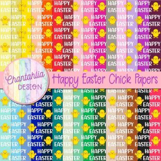 Free happy Easter chick digital papers