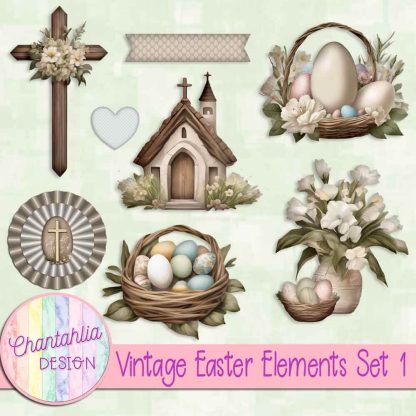 Free design elements in a Vintage Easter theme