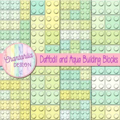 Free daffodil and aqua building blocks digital papers