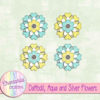 Free daffodil aqua and silver flowers