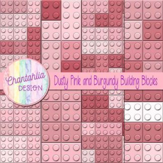 Free dusty pink and burgundy building blocks digital papers