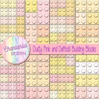 Free dusty pink and daffodil building blocks digital papers