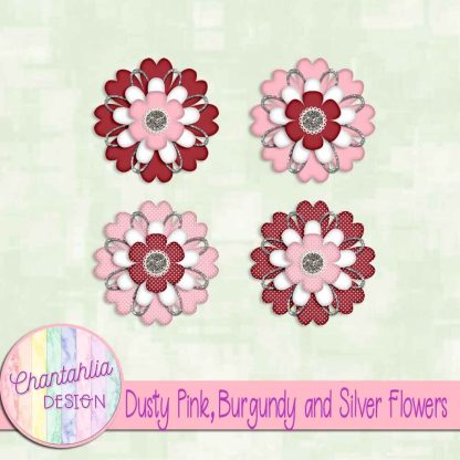 Free dusty pink burgundy and silver flowers