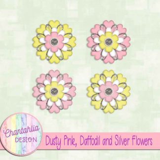 Free dusty pink daffodil and silver flowers