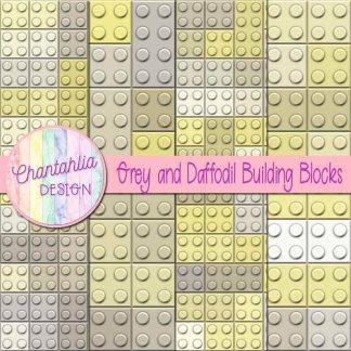 Free grey and daffodil building blocks digital papers