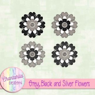 Free grey black and silver flowers