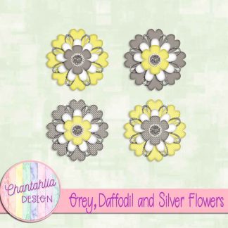 Free grey daffodil and silver flowers
