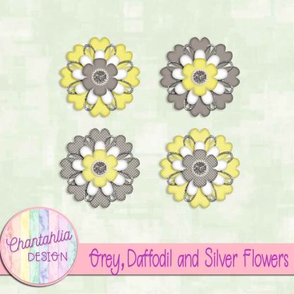 Free grey daffodil and silver flowers