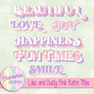 Free lilac and dusty pink retro titles