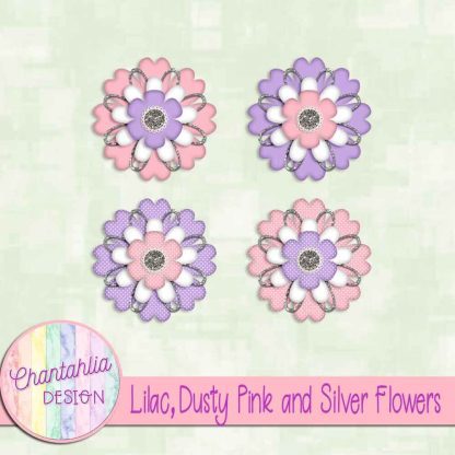 Free lilac dusty pink and silver flowers