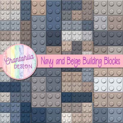 Free navy and beige building blocks digital papers