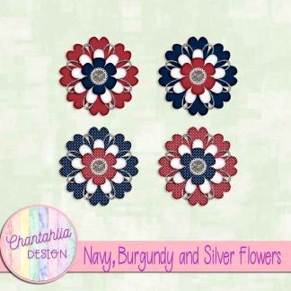 Free navy burgundy and silver flowers