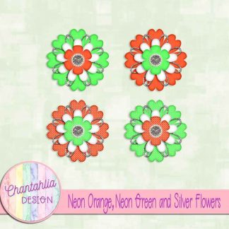 Free neon orange neon green and silver flowers