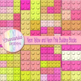 Free neon yellow and neon pink building blocks digital papers