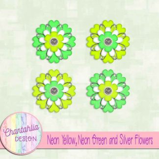 Free neon yellow neon green and silver flowers
