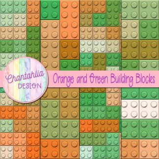 Free orange and green building blocks digital papers