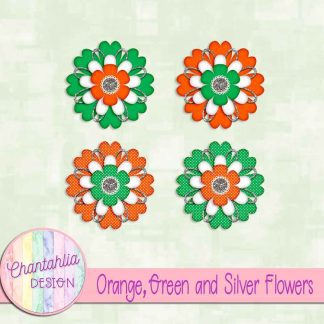 Free orange green and silver flowers