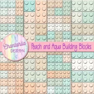 Free peach and aqua building blocks digital papers