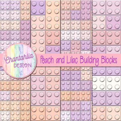 Free peach and lilac building blocks digital papers