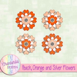 Free peach orange and silver flowers