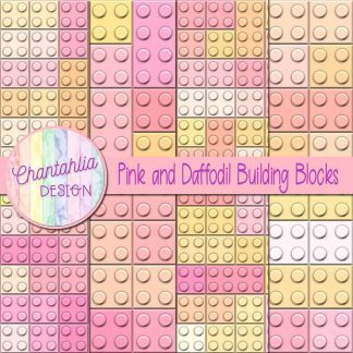 Free pink and daffodil building blocks digital papers