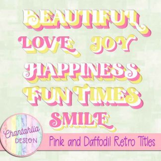 Free pink and daffodil retro titles