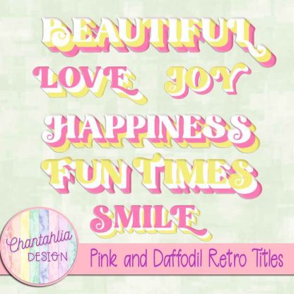 Free pink and daffodil retro titles