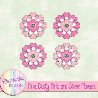 Free pink dusty pink and silver flowers