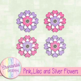 Free pink lilac and silver flowers
