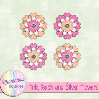 Free pink peach and silver flowers