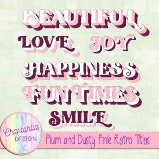Free plum and dusty pink retro titles