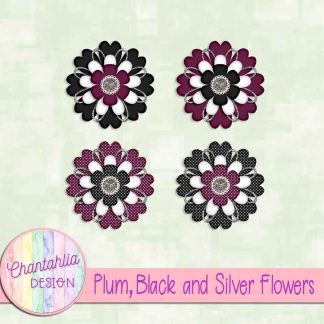 Free plum black and silver flowers
