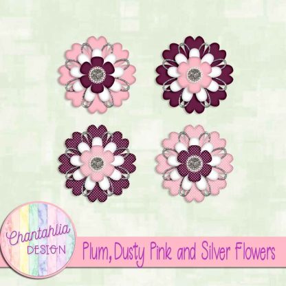 Free plum dusty pink and silver flowers