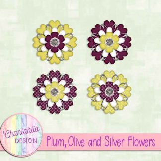 Free plum olive and silver flowers
