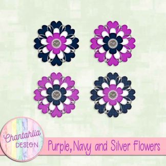 Free purple navy and silver flowers