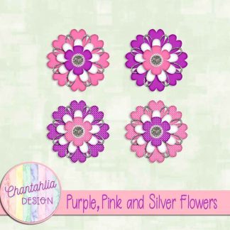 Free purple pink and silver flowers