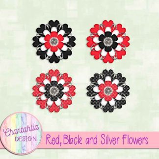 Free red black and silver flowers