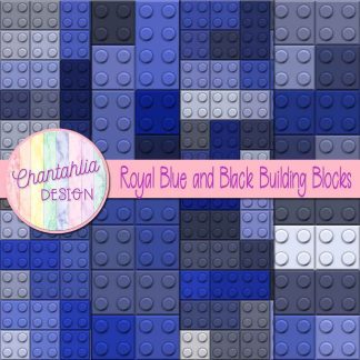 Free royal blue and black building blocks digital papers