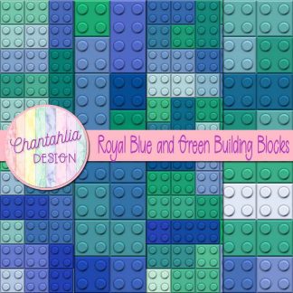 Free royal blue and green building blocks digital papers