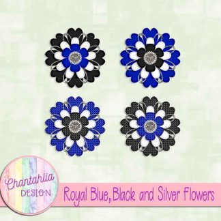 Free royal blue black and silver flowers