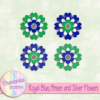 Free royal blue green and silver flowers