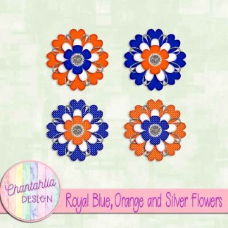 Free royal blue orange and silver flowers