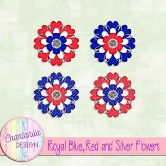 Free royal blue red and silver flowers