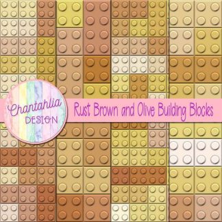 Free rust brown and olive building blocks digital papers