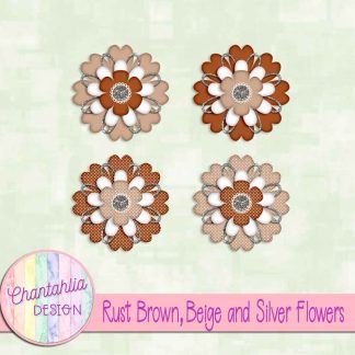 Free rust brown beige and silver flowers